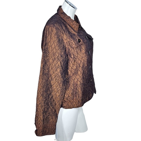 COLDWATER CREEK Copper Brown Diamond Quilted Button Front Jacket Size L - Picture 4 of 16